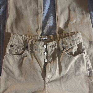 Zara Beige High-Waisted Jeans